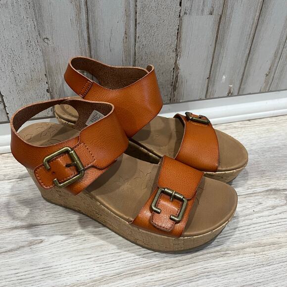 Skechers Brit Go Getter Brown Cork Wedge Platform Sandals Womens Size 8 - Picture 1 of 8